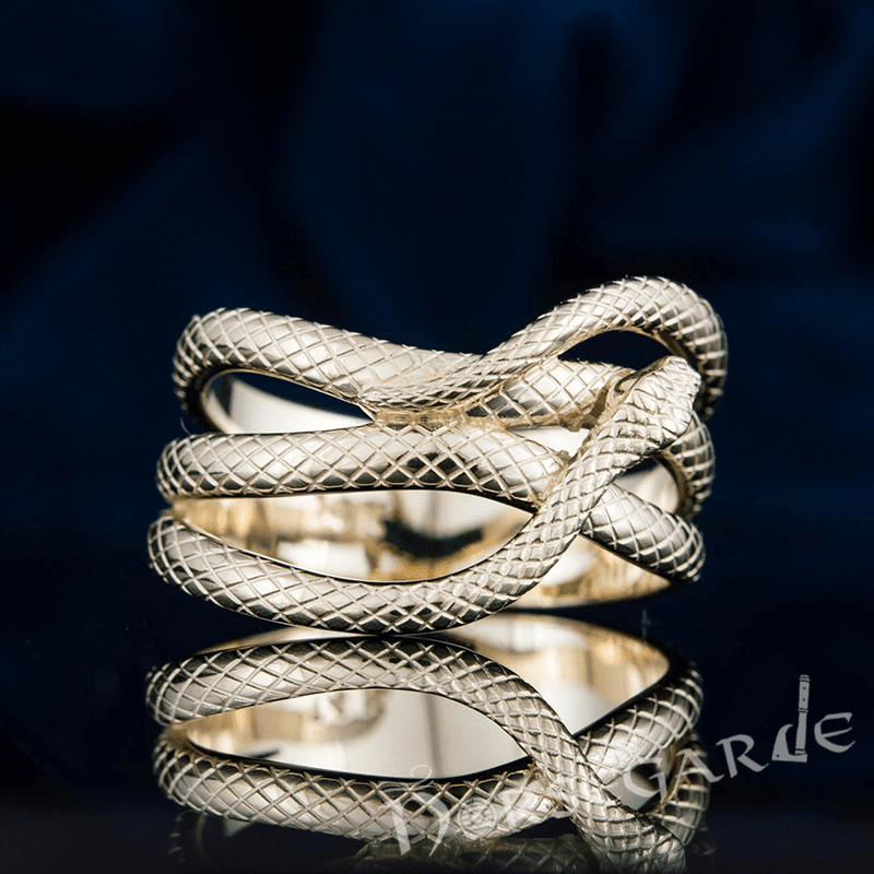 Handcrafted Coiled Jormungandr Ring - Gold
