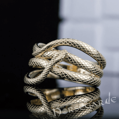 Handcrafted Coiled Jormungandr Ring - Gold