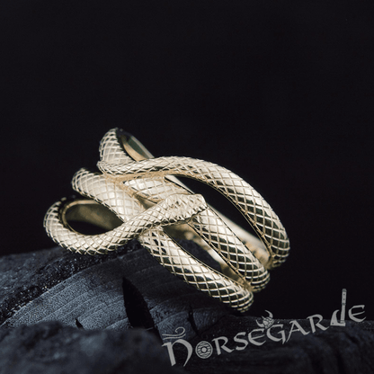 Handcrafted Coiled Jormungandr Ring - Gold