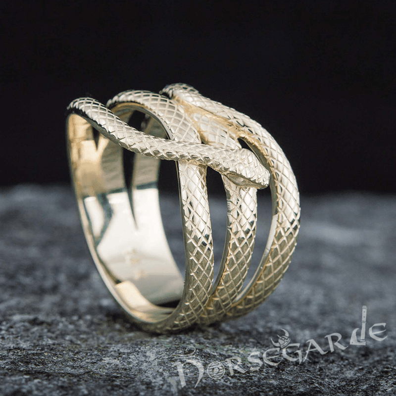 Handcrafted Coiled Jormungandr Ring - Gold
