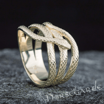 Handcrafted Coiled Jormungandr Ring - Gold