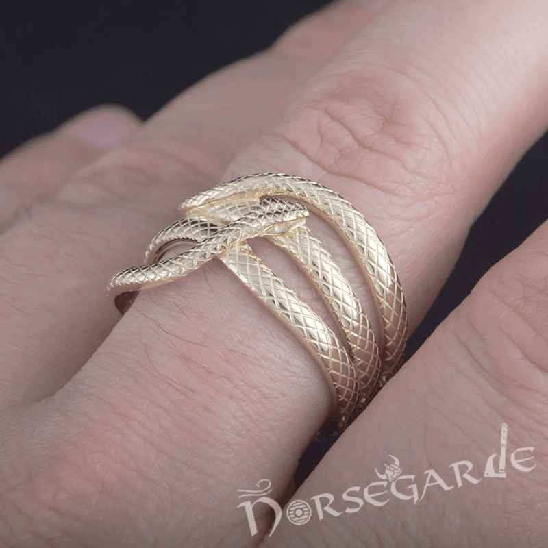 Handcrafted Coiled Jormungandr Ring - Gold