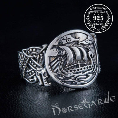 Handcrafted Drakkar Jellinge Style Ring - Bronze