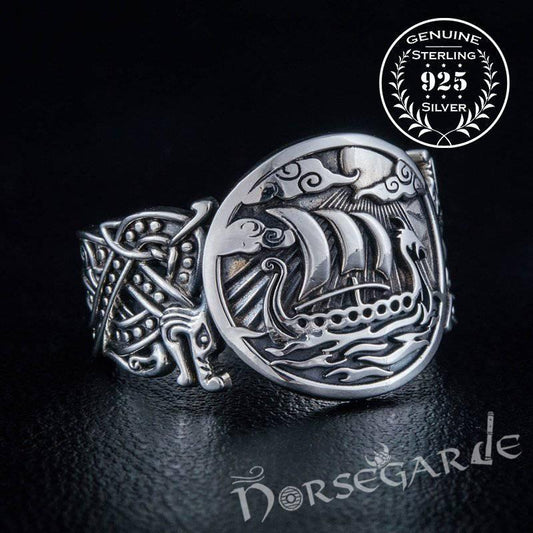 Handcrafted Drakkar Jellinge Style Ring - Bronze