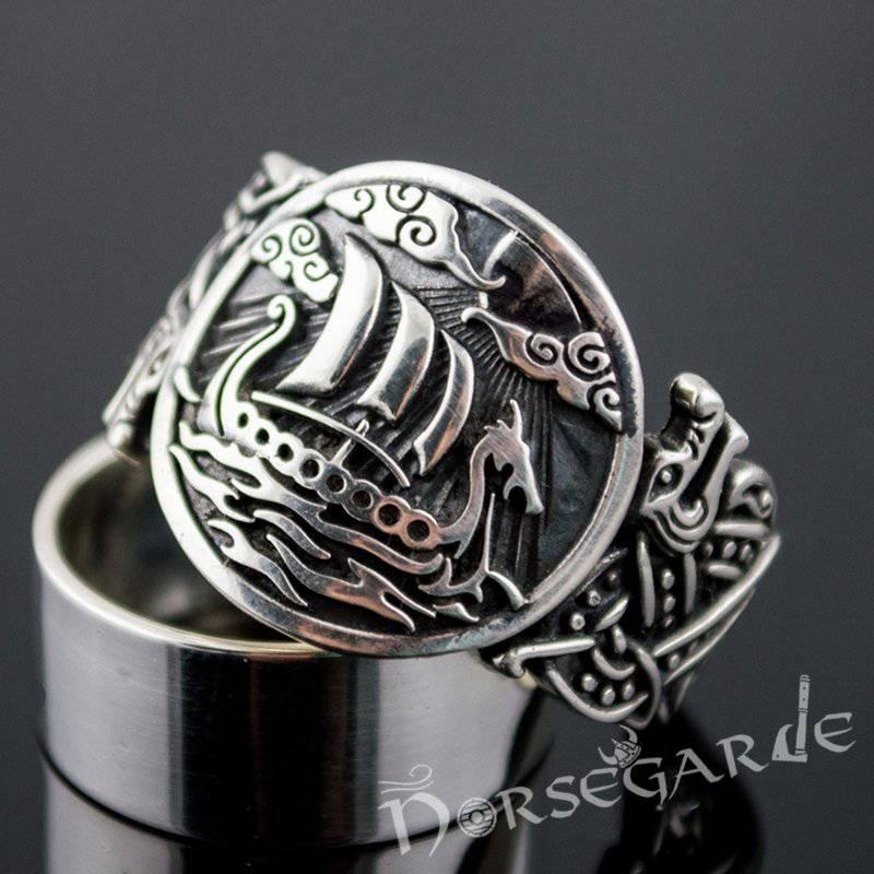 Handcrafted Drakkar Jellinge Style Ring - Bronze
