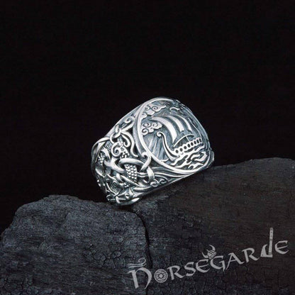 Handcrafted Drakkar Mammen Style Ring - Sterling Silver