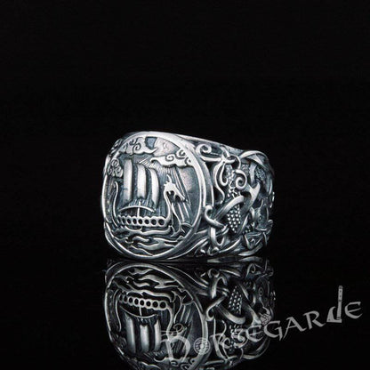 Handcrafted Drakkar Mammen Style Ring - Sterling Silver