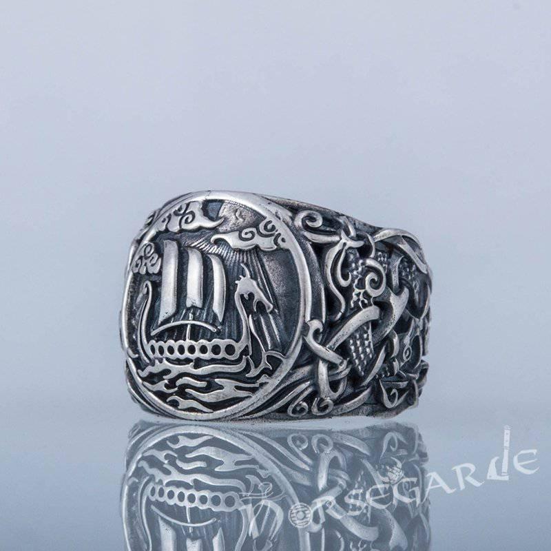 Handcrafted Drakkar Mammen Style Ring - Sterling Silver