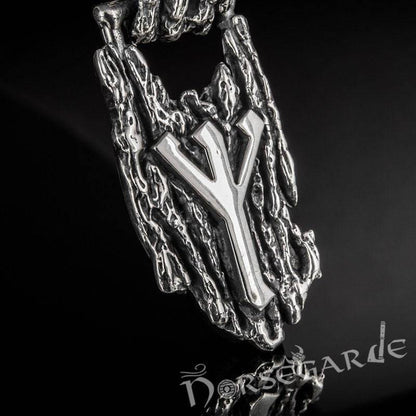 Handcrafted Druid Algiz Pendant - Sterling Silver