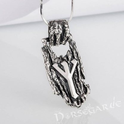 Handcrafted Druid Algiz Pendant - Sterling Silver