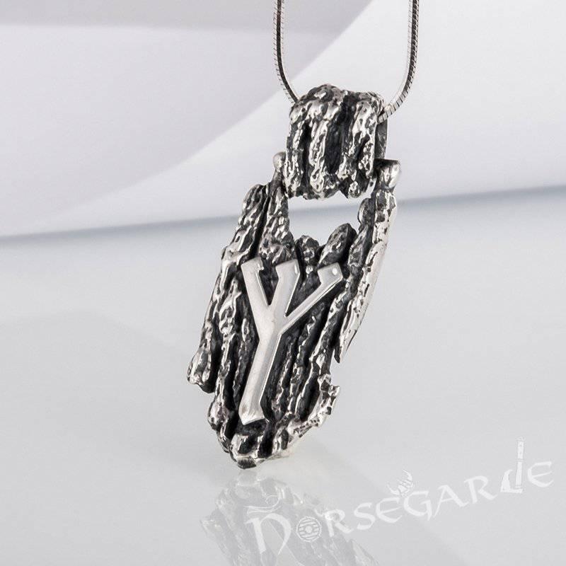 Handcrafted Druid Algiz Pendant - Sterling Silver