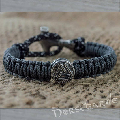 Handcrafted Dusky Paracord Bracelet with Mjölnir and Rune - Sterling Silver
