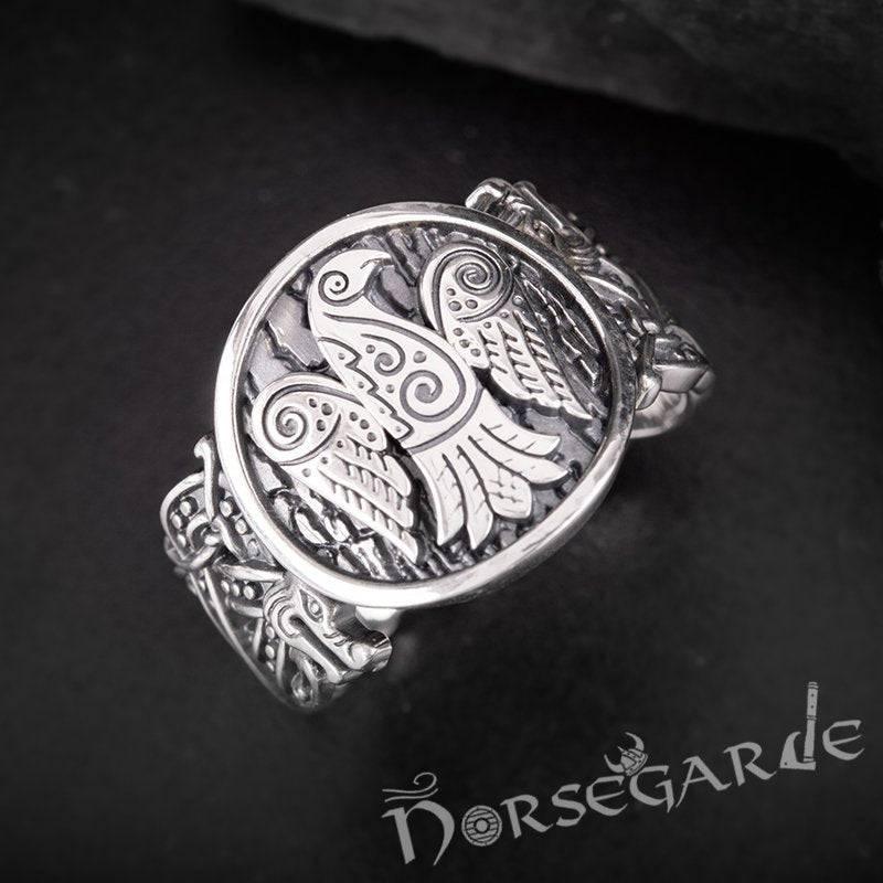 Handcrafted Eagle Jellinge Style Ring - Sterling Silver