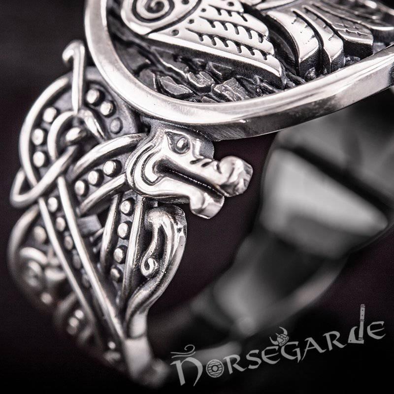 Handcrafted Eagle Jellinge Style Ring - Sterling Silver