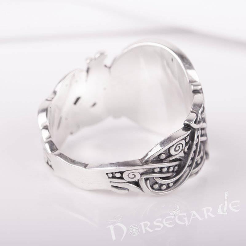 Handcrafted Eagle Jellinge Style Ring - Sterling Silver