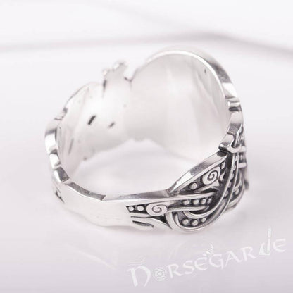 Handcrafted Eagle Jellinge Style Ring - Sterling Silver