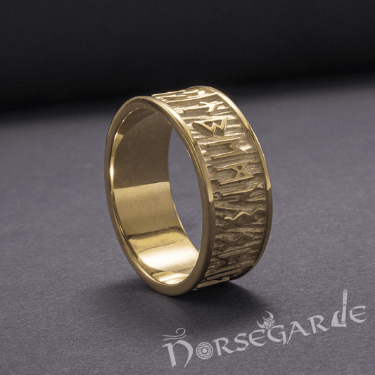 Handcrafted Elder Futhark Runic Band - Gold