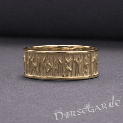 Handcrafted Elder Futhark Runic Band - Gold