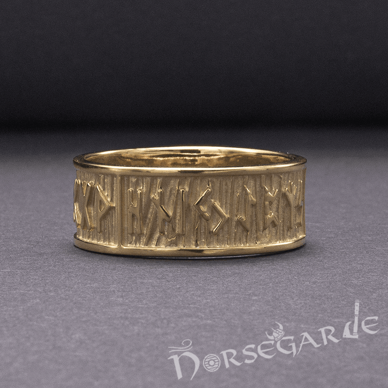 Handcrafted Elder Futhark Runic Band - Gold