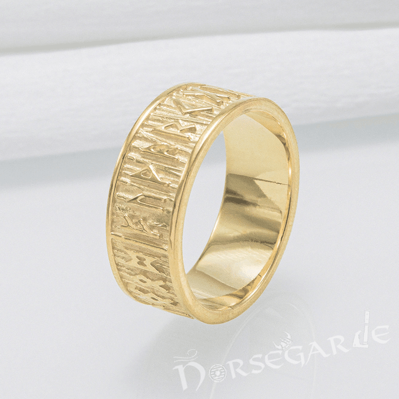 Handcrafted Elder Futhark Runic Band - Gold