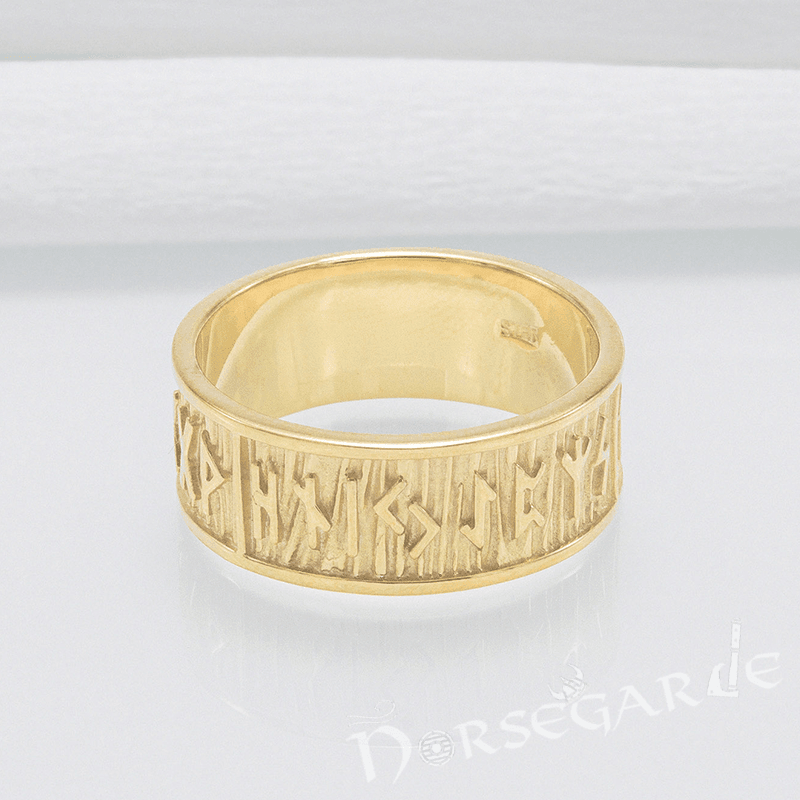 Handcrafted Elder Futhark Runic Band - Gold
