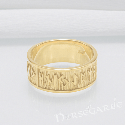 Handcrafted Elder Futhark Runic Band - Gold