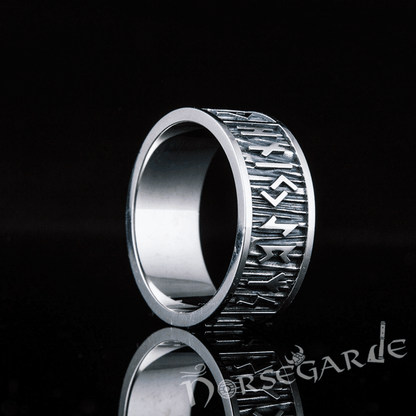 Handcrafted Elder Futhark Runic Band - Sterling Silver