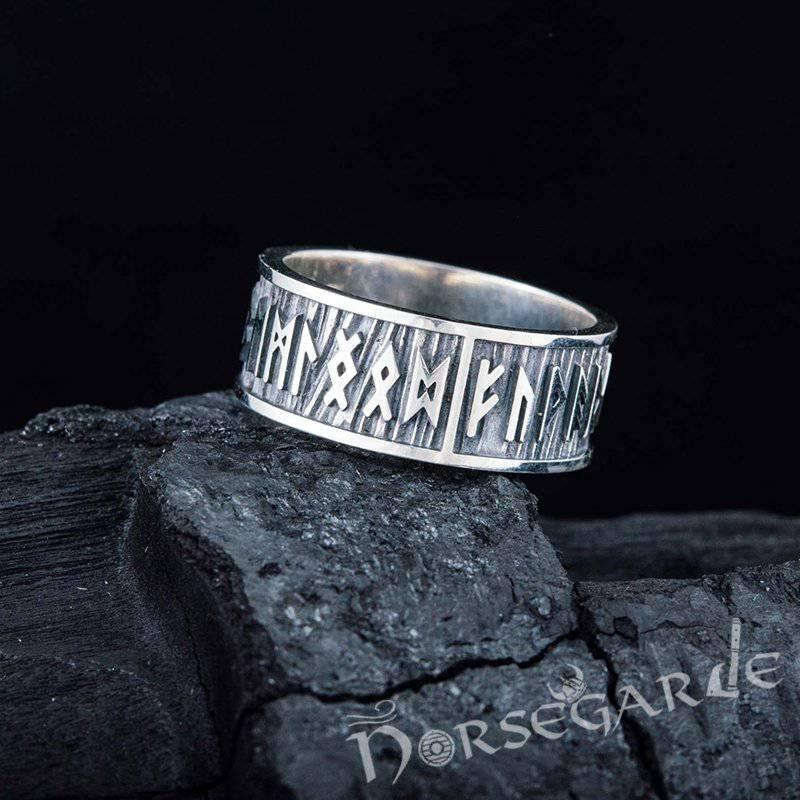 Handcrafted Elder Futhark Runic Band - Sterling Silver