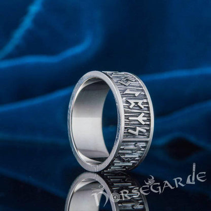 Handcrafted Elder Futhark Runic Band - Sterling Silver