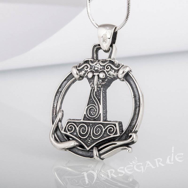 Handcrafted Encircled Scania Mjölnir - Sterling Silver