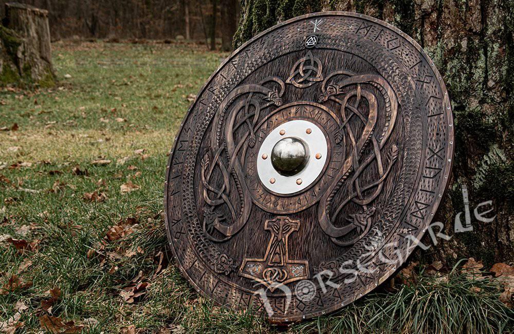 Handcrafted Engraved Viking Shield