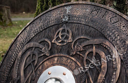 Handcrafted Engraved Viking Shield