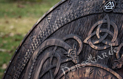 Handcrafted Engraved Viking Shield
