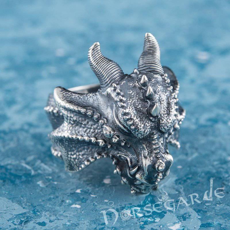 Handcrafted Fafnir the Dragon Ring - Sterling Silver