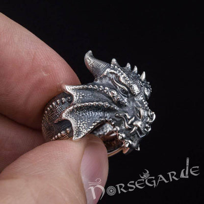 Handcrafted Fafnir the Dragon Ring - Sterling Silver