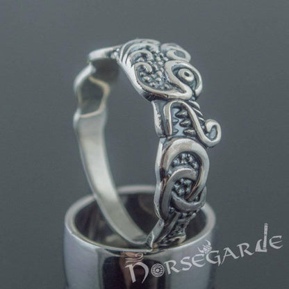 Handcrafted Fenrir Ouroboros Band - Sterling Silver