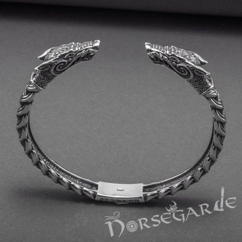 Handcrafted Fenrir Wolf Torc Bracelet - Sterling Silver