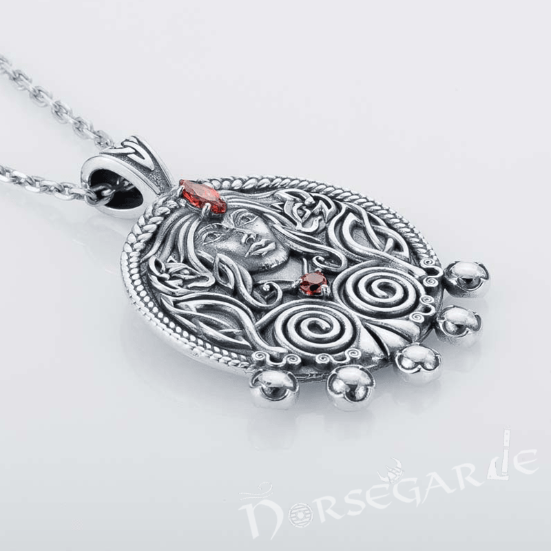 Handcrafted Freya's Wisdom Pendant - Sterling Silver with Emeralds