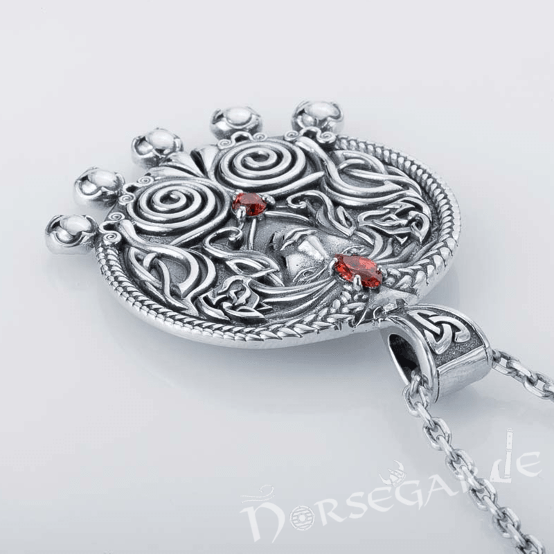 Handcrafted Freya's Wisdom Pendant - Sterling Silver with Emeralds