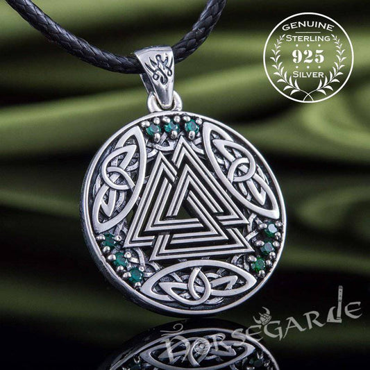 Handcrafted Gemmed Celtic Valknut Pendant - Sterling Silver