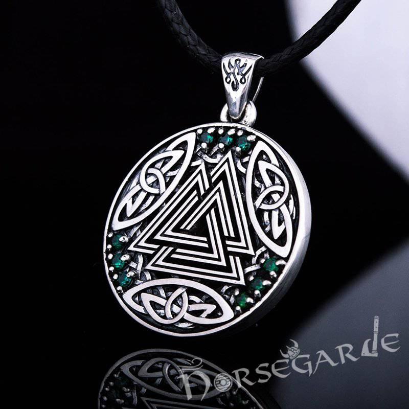 Handcrafted Gemmed Celtic Valknut Pendant - Sterling Silver