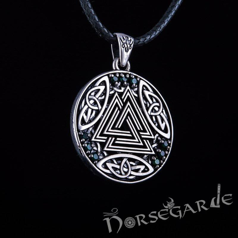 Handcrafted Gemmed Celtic Valknut Pendant - Sterling Silver