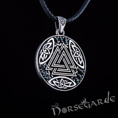 Handcrafted Gemmed Celtic Valknut Pendant - Sterling Silver