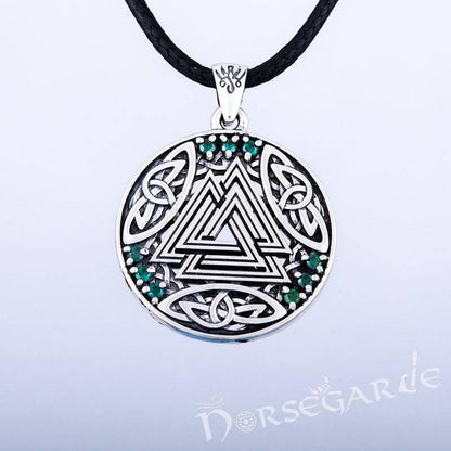 Handcrafted Gemmed Celtic Valknut Pendant - Sterling Silver