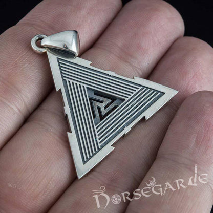 Handcrafted Gemmed Raven Valknut Pendant - Sterling Silver