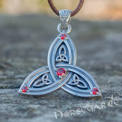 Handcrafted Gemmed Triquetra Pendant - Sterling Silver