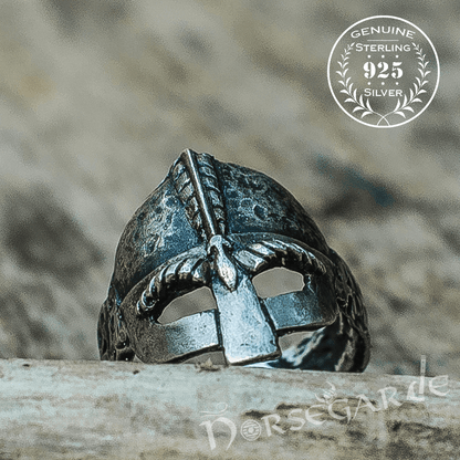 Handcrafted Helm of a Viking Warrior Ring - Sterling Silver