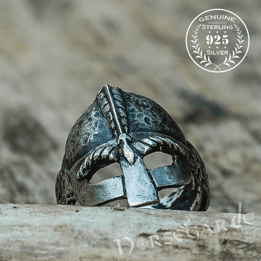 Handcrafted Helm of a Viking Warrior Ring - Sterling Silver