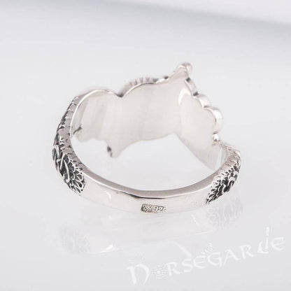 Handcrafted Helm of Awe and Wolves Ring - Sterling Silver