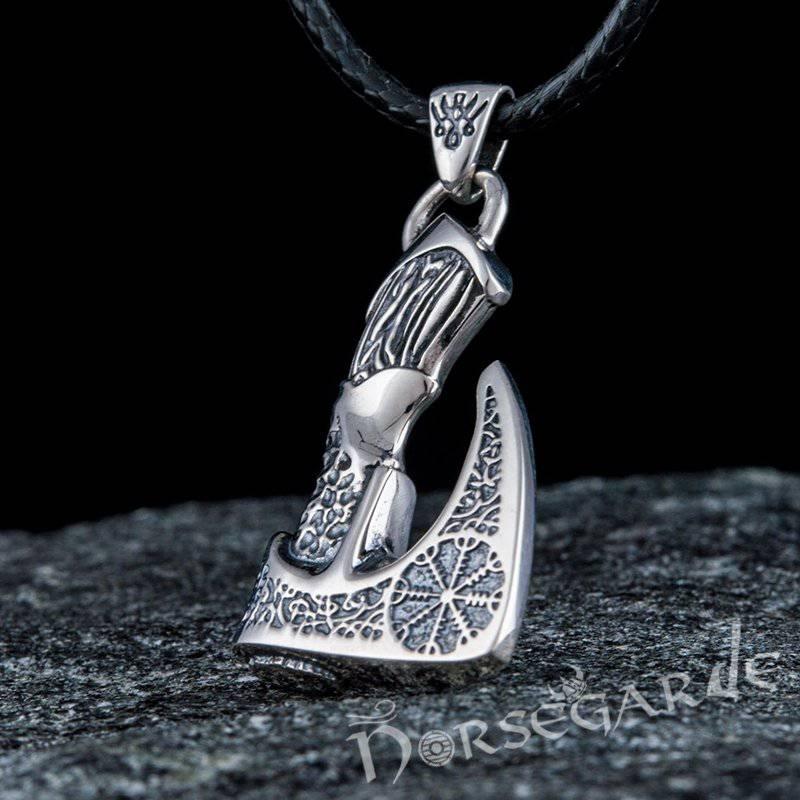 Handcrafted Helm of Awe Axe Pendant - Sterling Silver